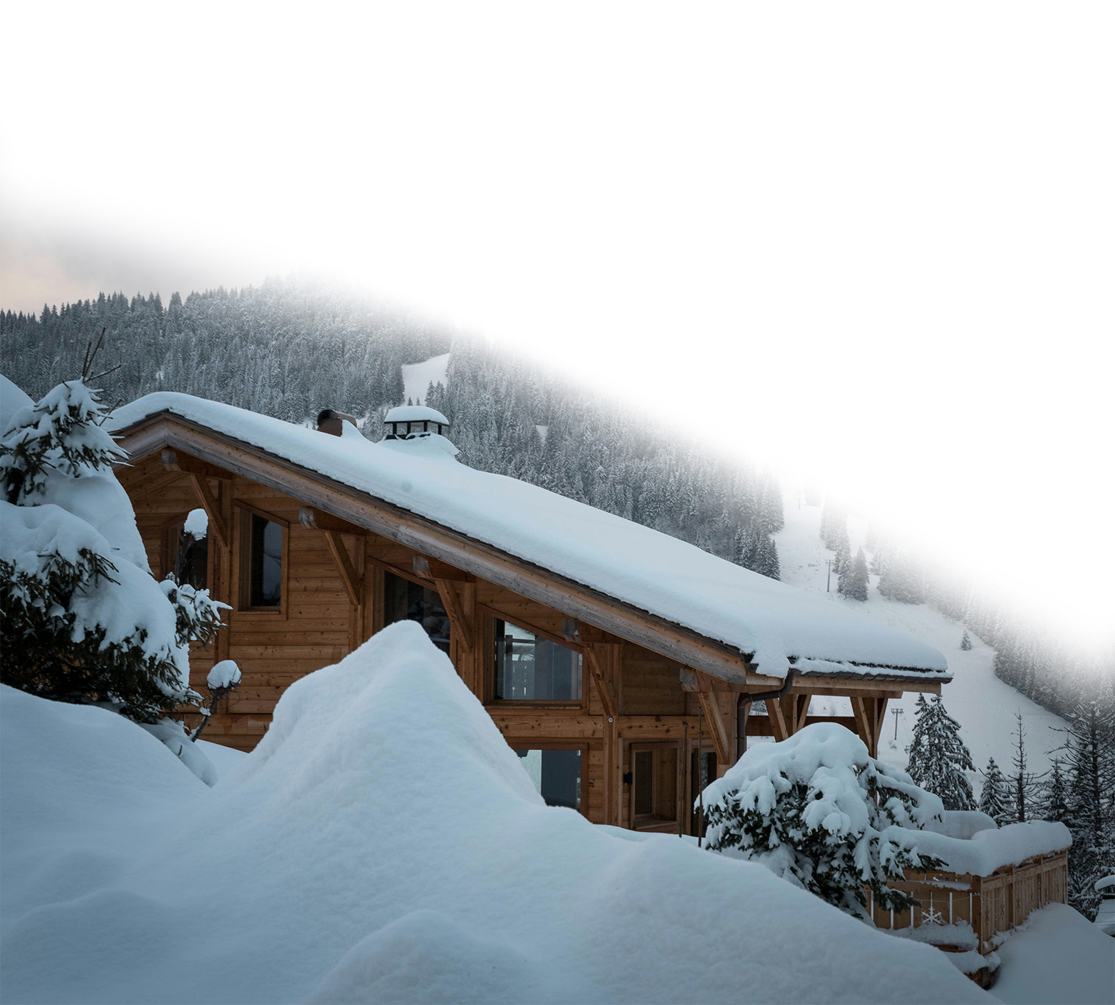Chalet in the French Alps with snow